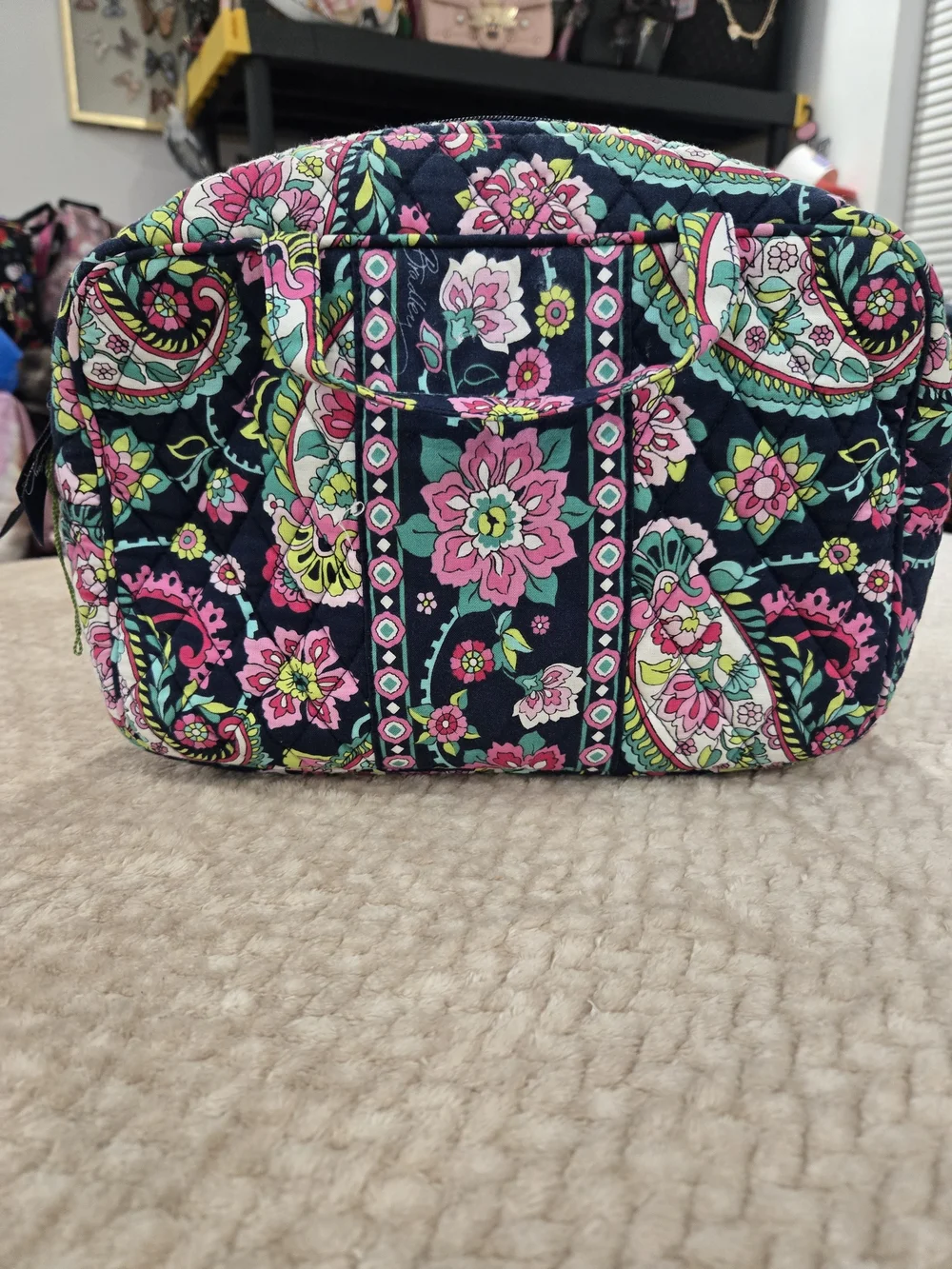 Vera Bradley Grand Cosmetic Bag Floral Quilted Travel Case
